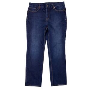 Chicos the SO LIFTING Slim Leg Dark Wash Denim Jeans Womens 6 Short Chico's 0.5S